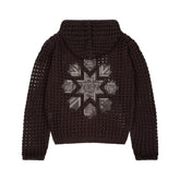 Derschutze "aziza" crochet zip up brown
