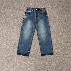 Derschutze retro street embroidered jeans