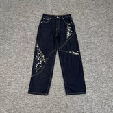 Derschutze Floral Detail Dark Denim Jeans