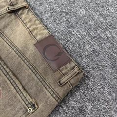 Derschutze vintage heavy-duty embroidered denim shorts