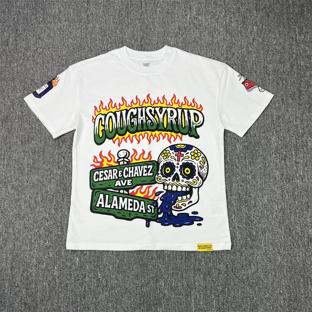 THAT'S A AWFUL LOT OF COUPH SYRUP Vintage Washed Sugar Skull Cough Syrup Graphic T-Shirt