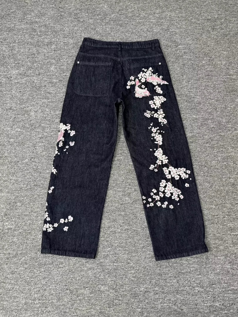 Derschutze Sakura Embroidered Denim Jeans