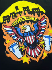 That’s A Awful Lot Of Harlem Flag Style Sleeve Patches Oversized Black Tee