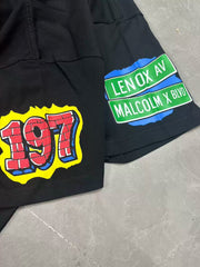 That’s A Awful Lot Of Harlem Flag Style Sleeve Patches Oversized Black Tee