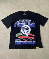That’s A Awful Lot Of Cough Syrup Juneteenth Tour Front‑Back Print Oversized Black Tee