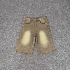 Derschutze vintage heavy-duty embroidered denim shorts