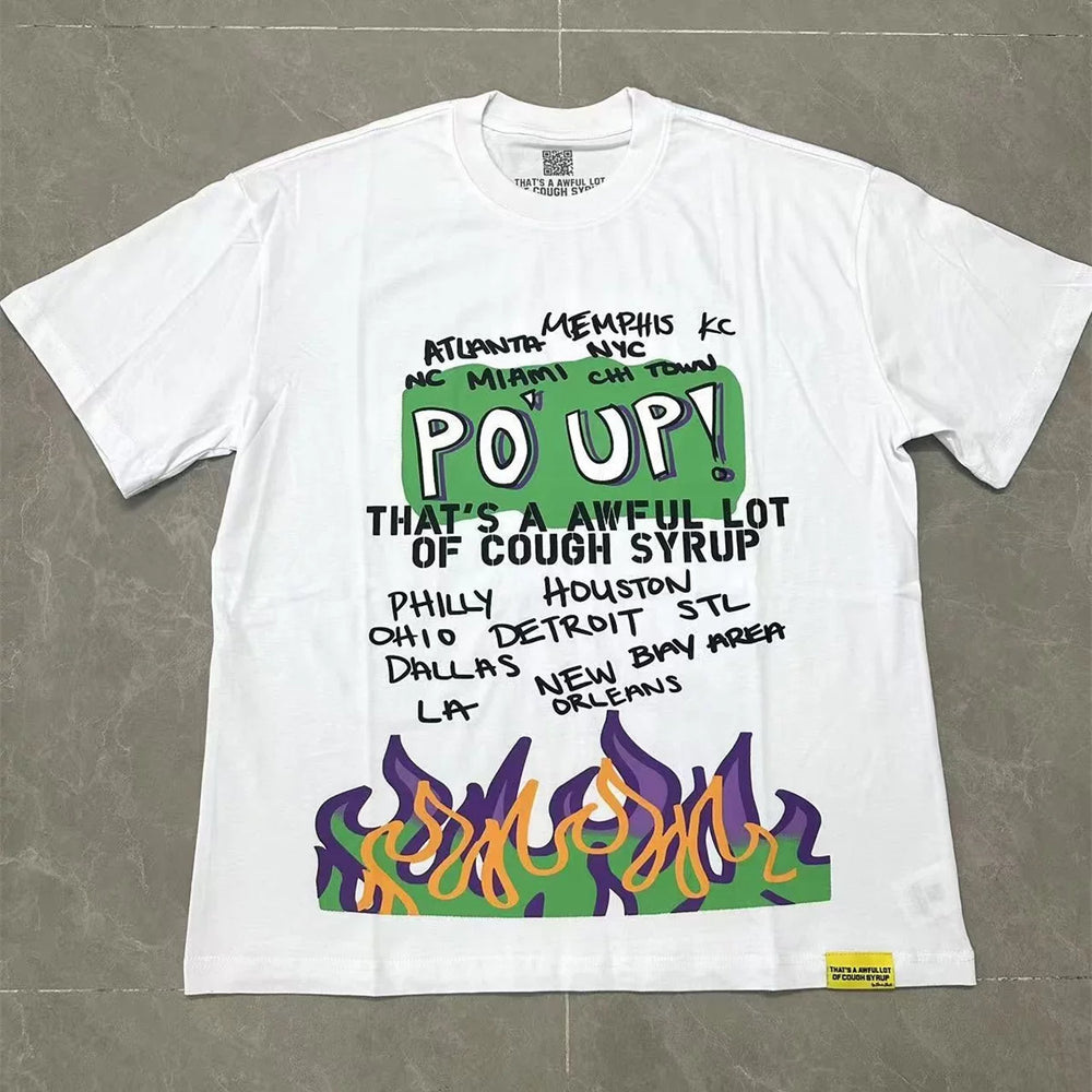 THATS A AWFUL LOT OF COUPH SYRUP Fire Print Boxy Fit Tee