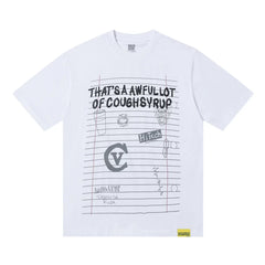 That’s A Awful Lot Of Cough Syrup Notebook Doodle Sketch Graphic Oversized White Tee