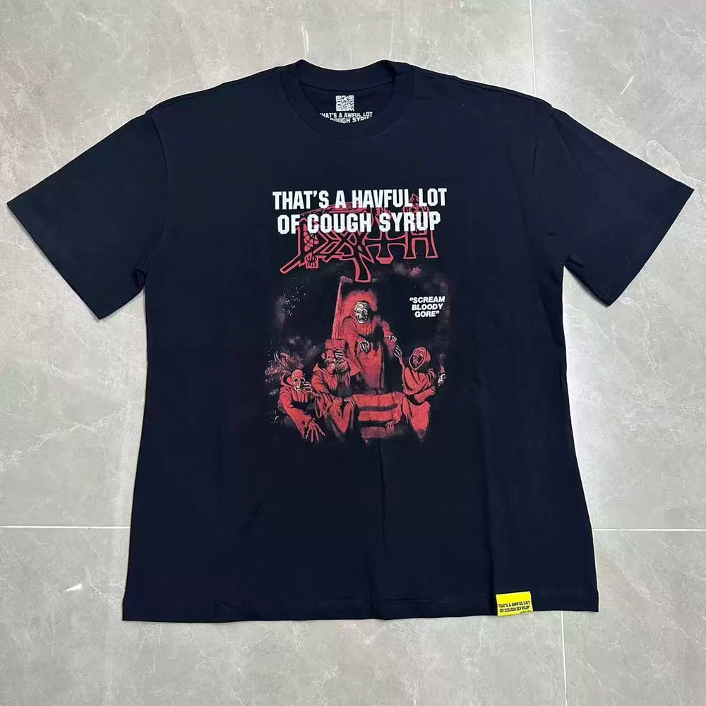 That’s A Havful Lot Of Cough Syrup Metal Horror Graphic Oversized Black Tee