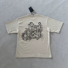 Derschutze Beige Renaissance Sculpture Back‑Print Graphic Tee
