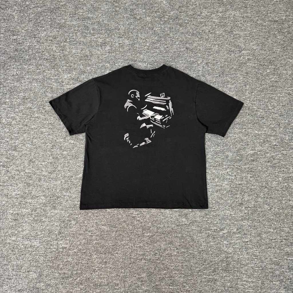 Derschutze Black Minimal Script Signature Chest‑Print Boxy Short‑Sleeve Tee