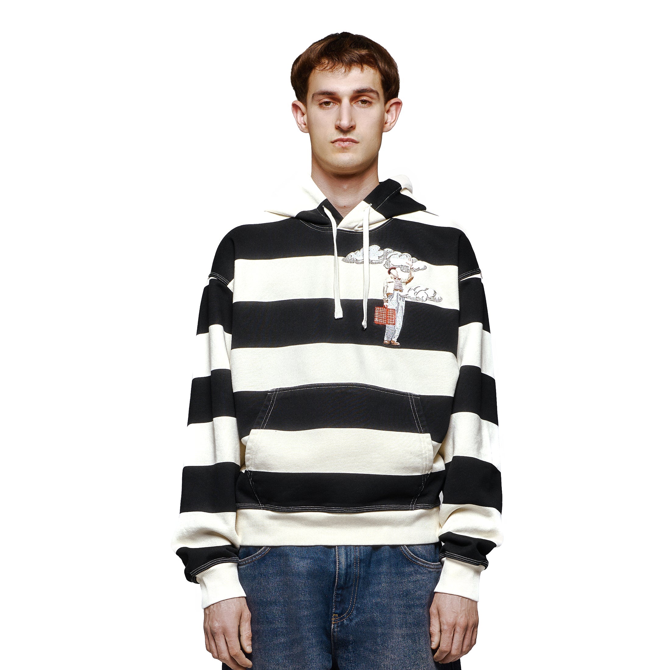 Derschutze "on air" ecru-navy striped Hoodie