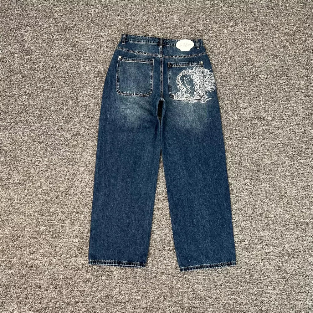 Derschutze Vintage Embroidered Blue Jeans