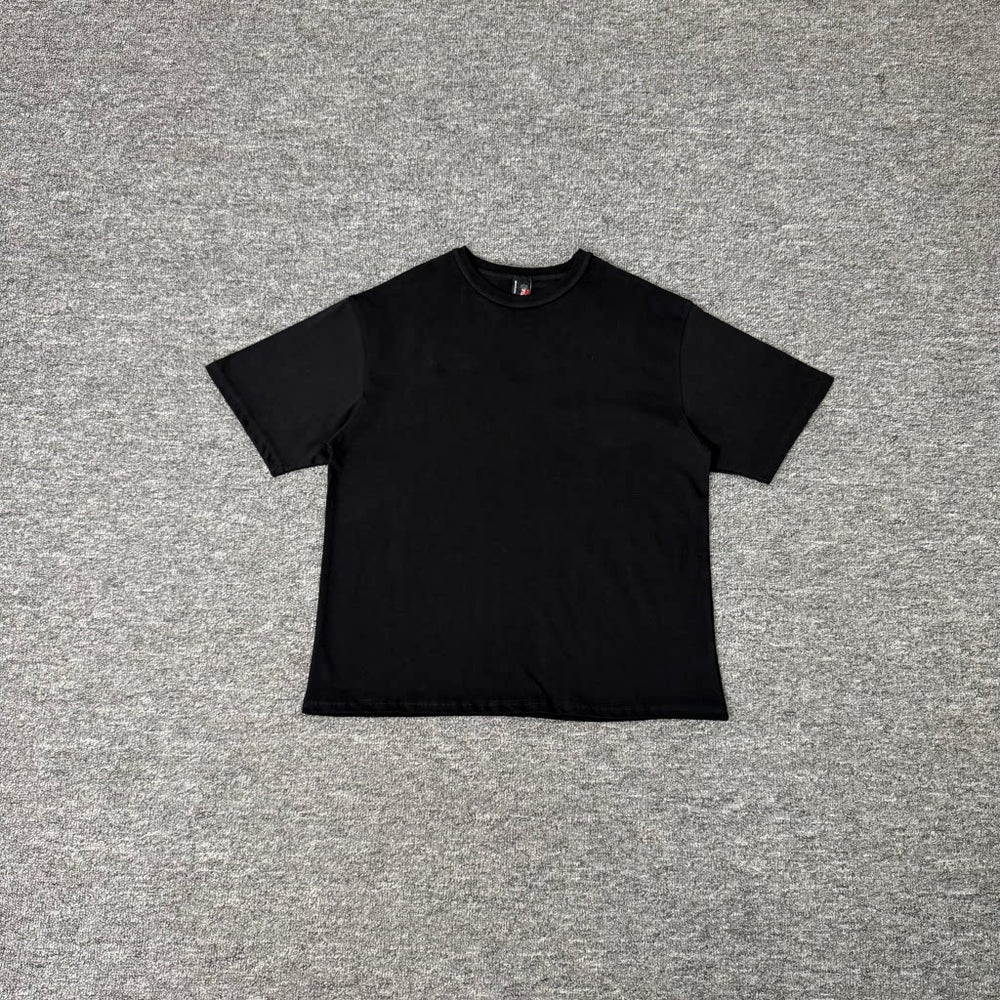 Derschutze Black Dual Dragon Back‑Embroidered Graphic Tee