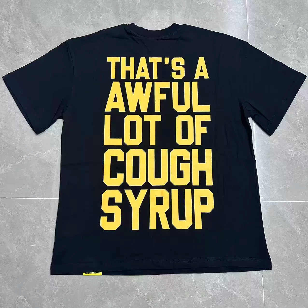 That’s A Awful Lot Of Cough Syrup Horror Last Supper Front‑Back Print Oversized Black Tee