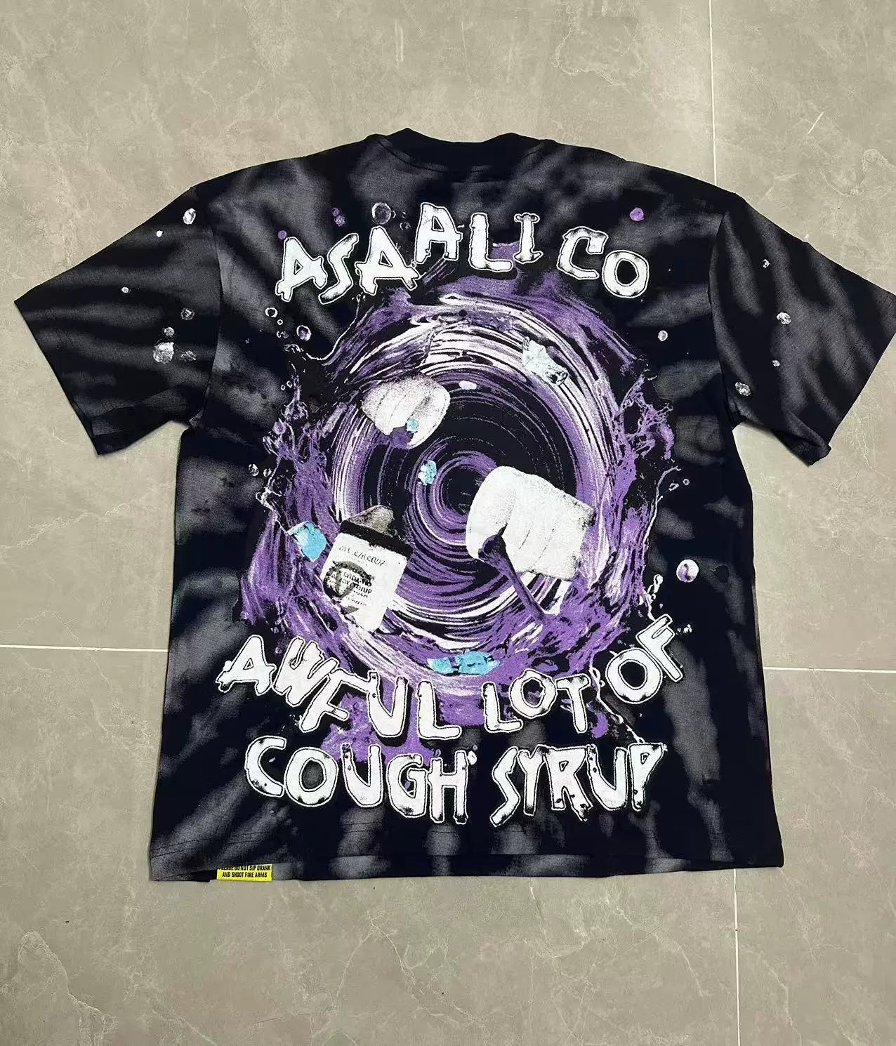THAT'S A AWFUL LOT OF COUPH SYRUP Psychedelic Portrait Tie‑Dye Boxy Fit Heavyweight Street Tee