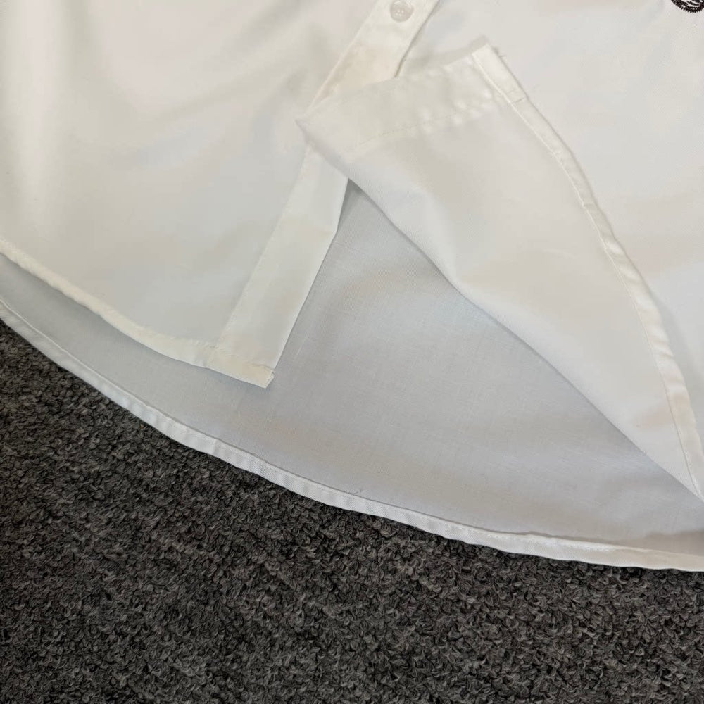 Derschutze White Cherry‑Blossom Plum‑Tree Print Short‑Sleeve Button‑Up Shirt