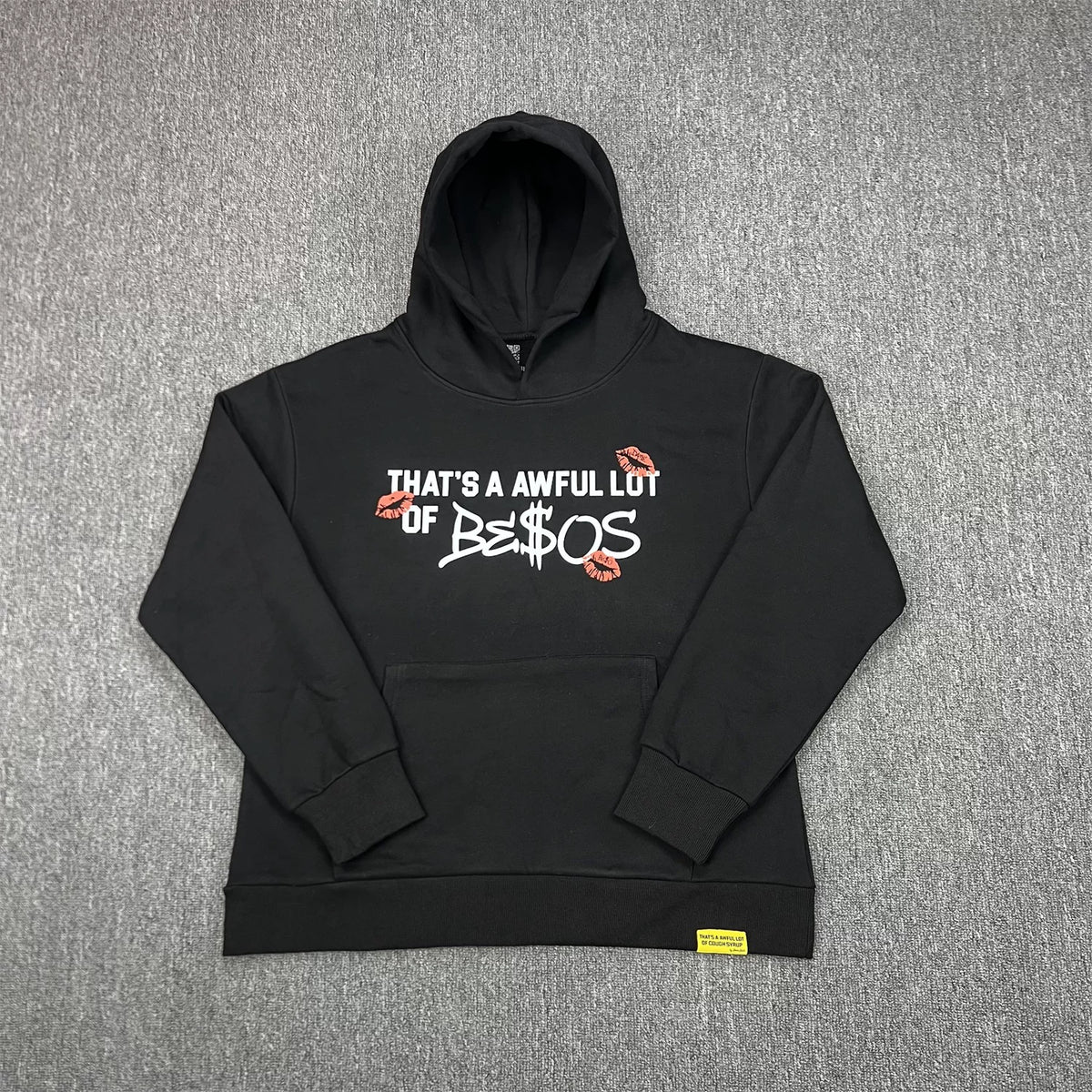 THAT'S A AWFUL LOT OF COUPH SYRUP Black Parody Kiss Print Hoodie