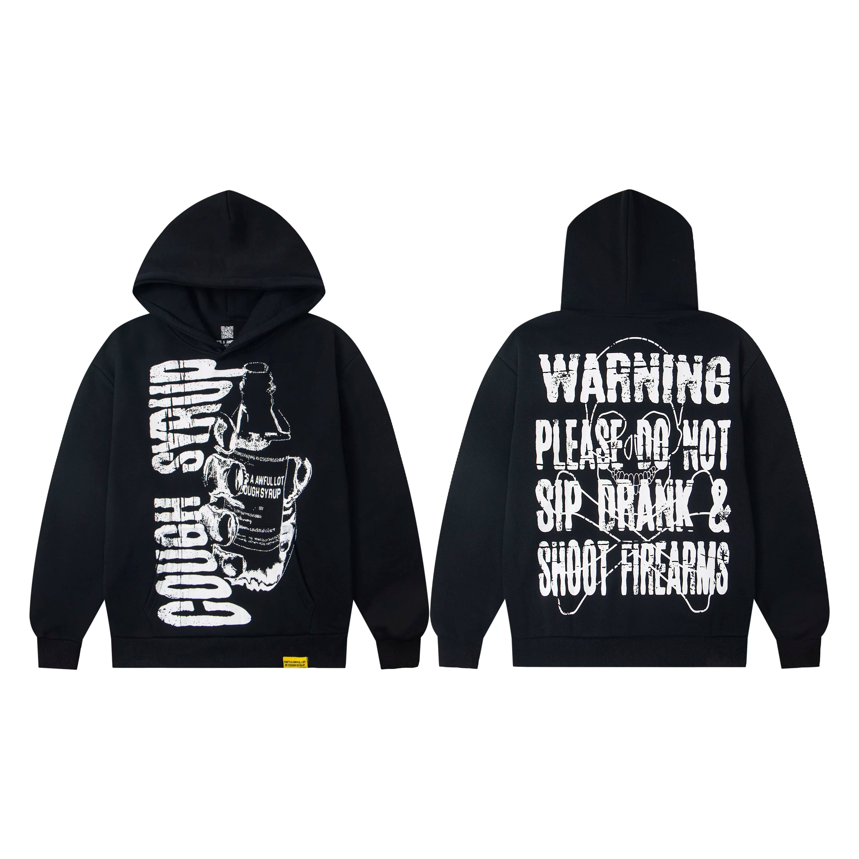 That’s A Awful Lot Of Cough Syrup Warning Graphic Black Pullover Hoodie