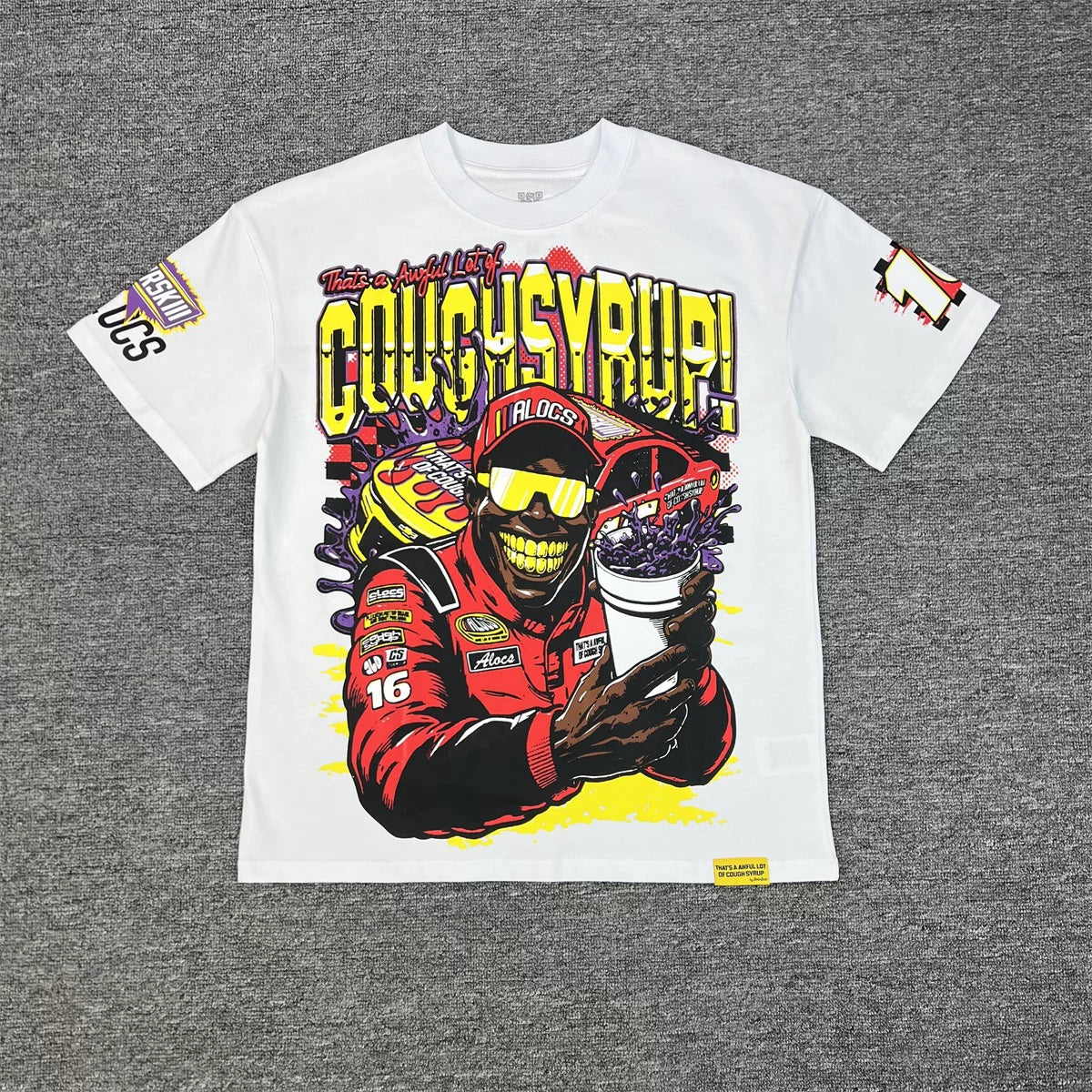 THAT'S A AWFUL LOT OF COUPH SYRUP Vintage Washed Nascar Racing Graphic T-Shirt