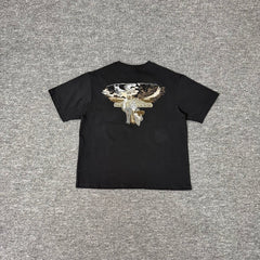 Derschutze Black Oriental Jade‑Ornament Cloud Chest‑Embroidered Boxy Tee