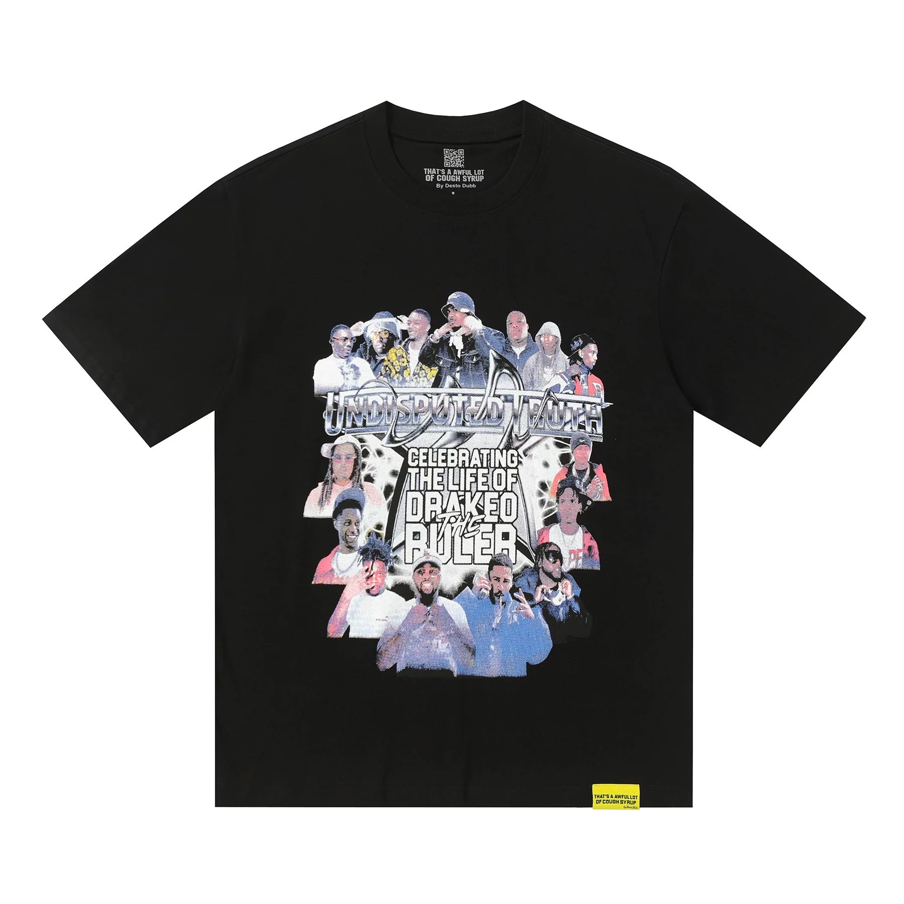 THAT'S A AWFUL LOT OF COUPH SYRUP Vintage Rap Collage Oversized Black Tee