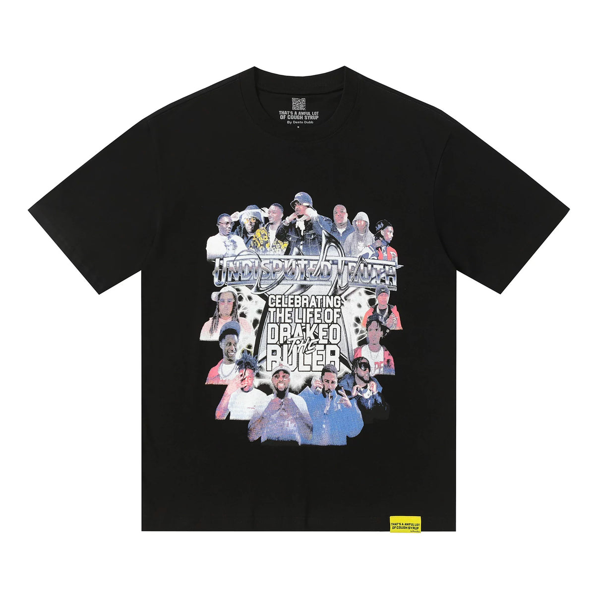 THAT'S A AWFUL LOT OF COUPH SYRUP Vintage Rap Collage Oversized Black Tee