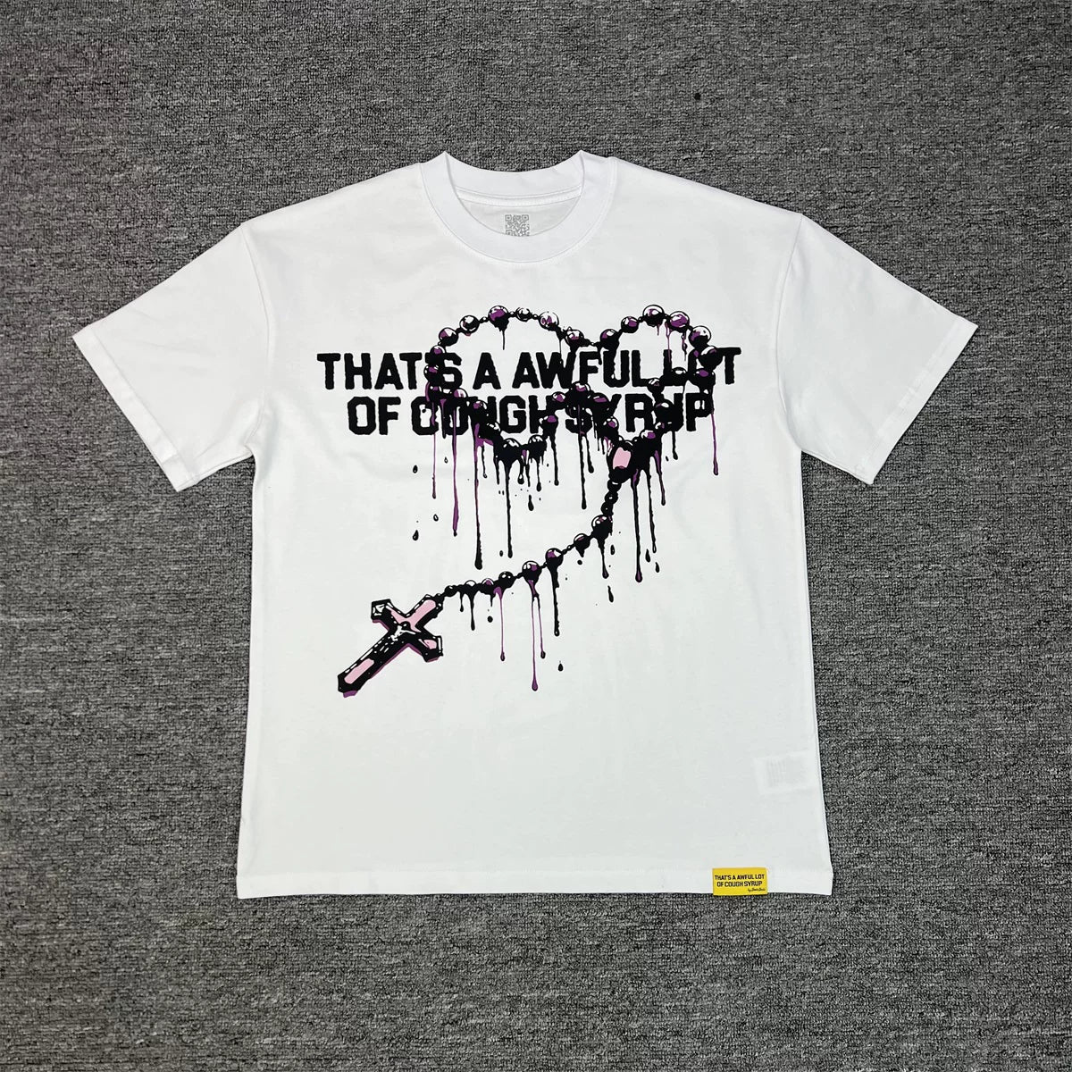 THAT'S A AWFUL LOT OF COUPH SYRUP Vintage Washed Rosary Cross Drip Graphic T-Shirt