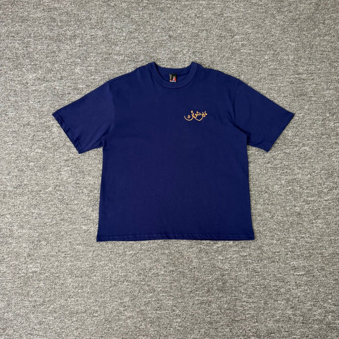 Derschutze Blue Minimal Arabic Embroidery Tee