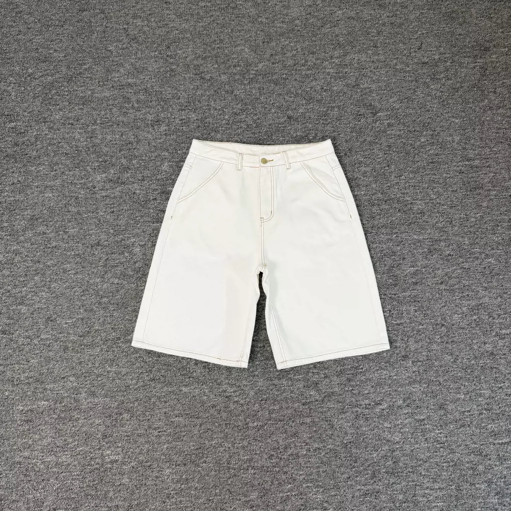 Derschutze Masked Goddess Embroidered White Cowboy Shorts