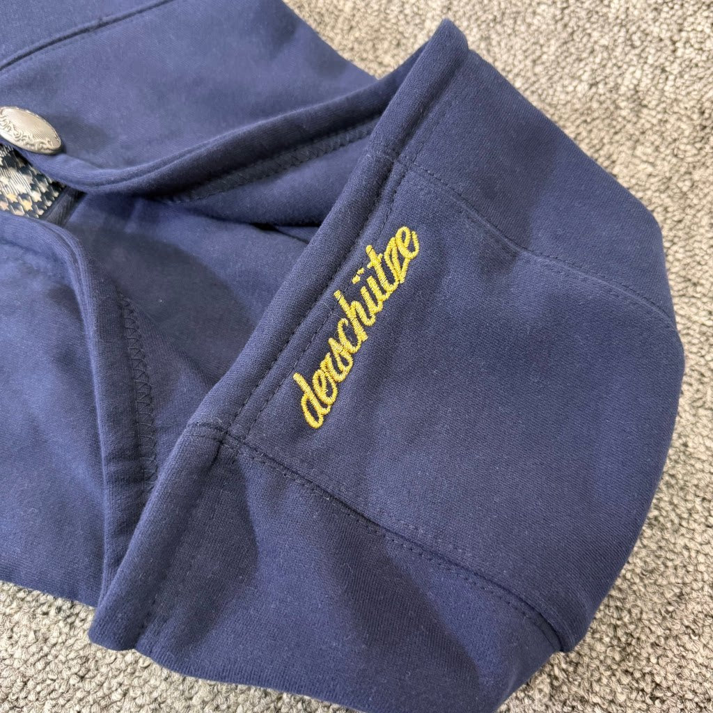Derschutze Blue Cropped Full‑Zip Hoodie Vintage Art‑Frame Gallery Print