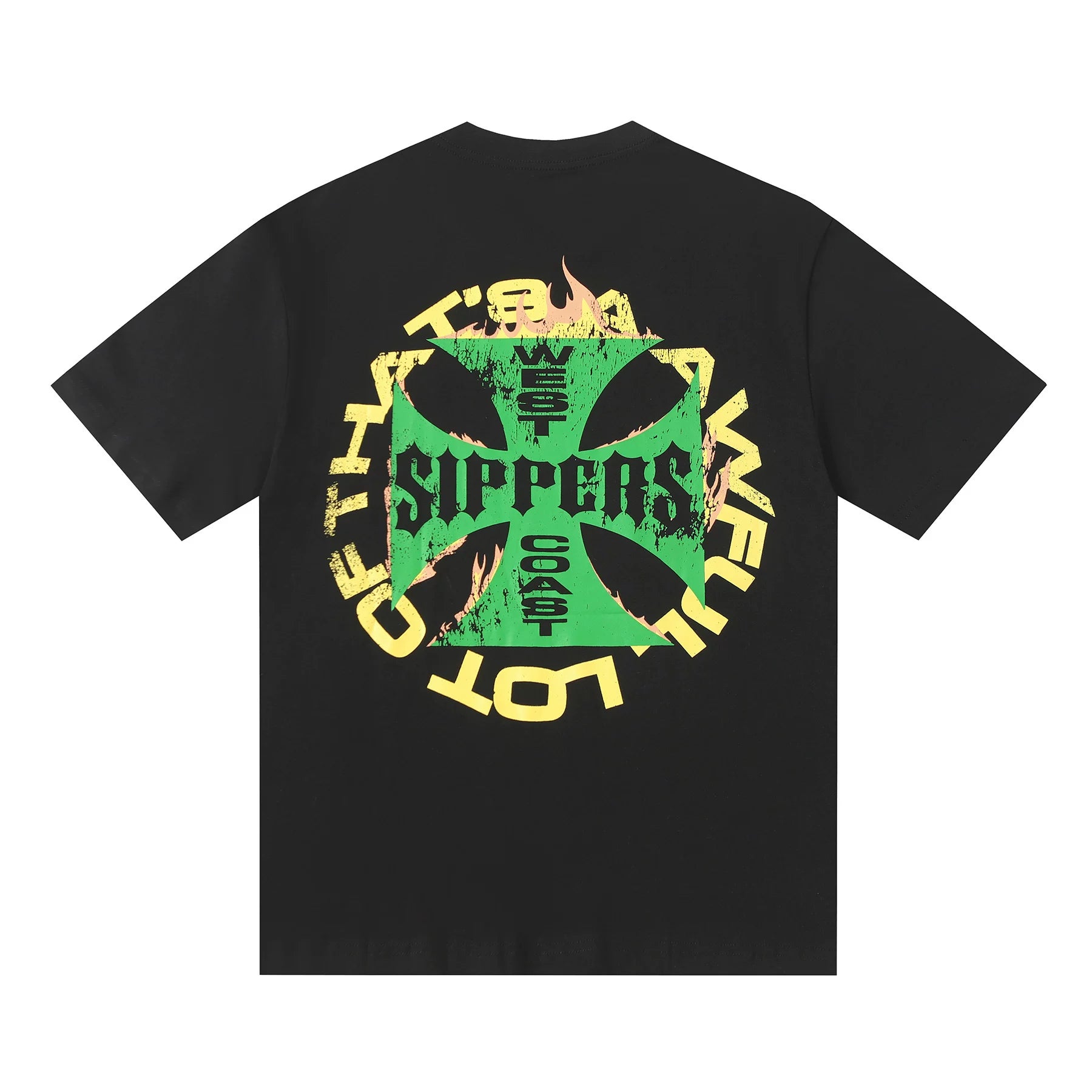 THATS A AWFUL LOT OF COUPH SYRUP Motorcycle Flame Graphic Oversized Black Tee