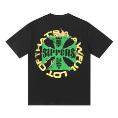 THATS A AWFUL LOT OF COUPH SYRUP Motorcycle Flame Graphic Oversized Black Tee