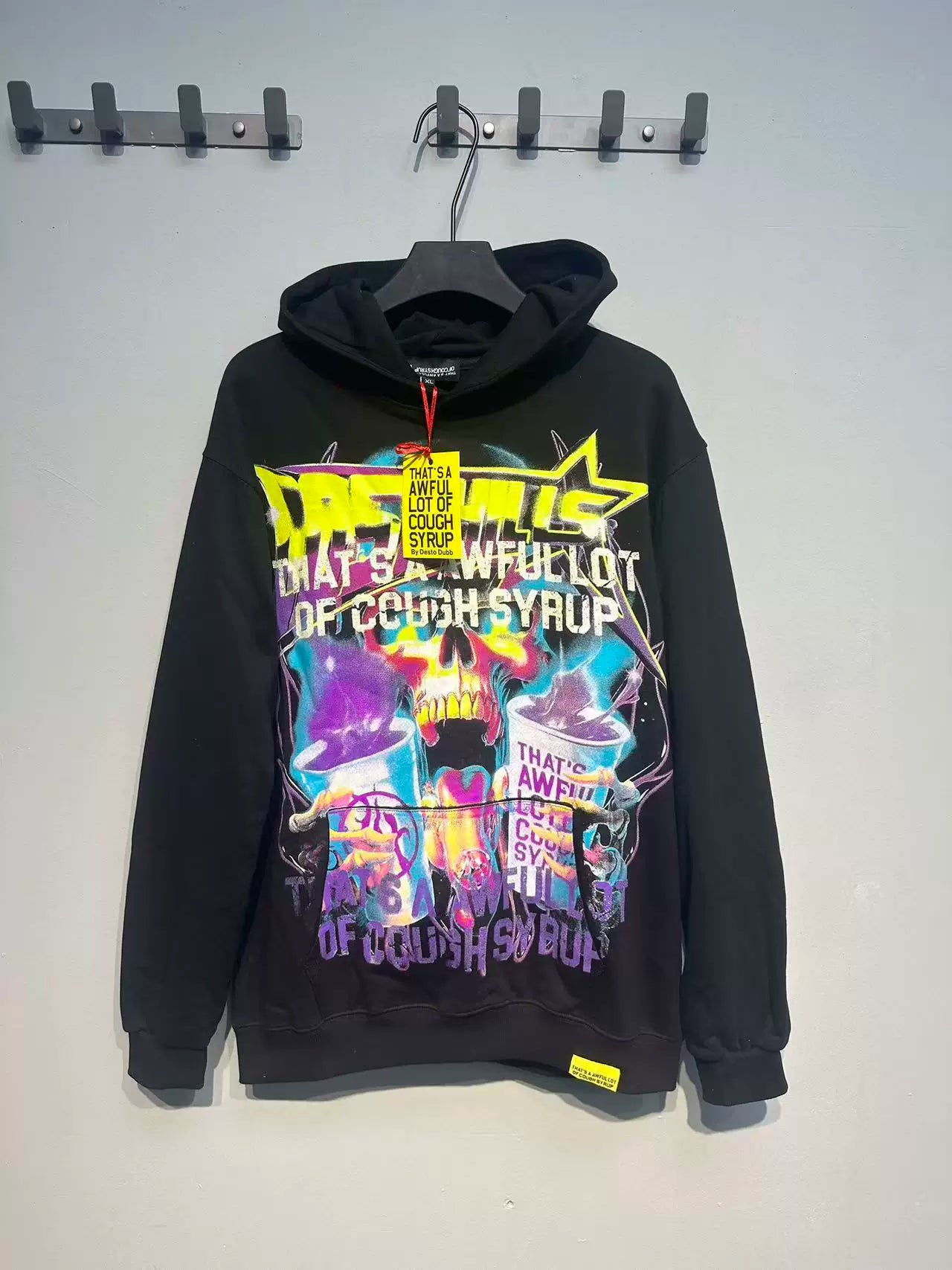That’s A Awful Lot Of Cough Syrup Skull Graphic Black Hoodie