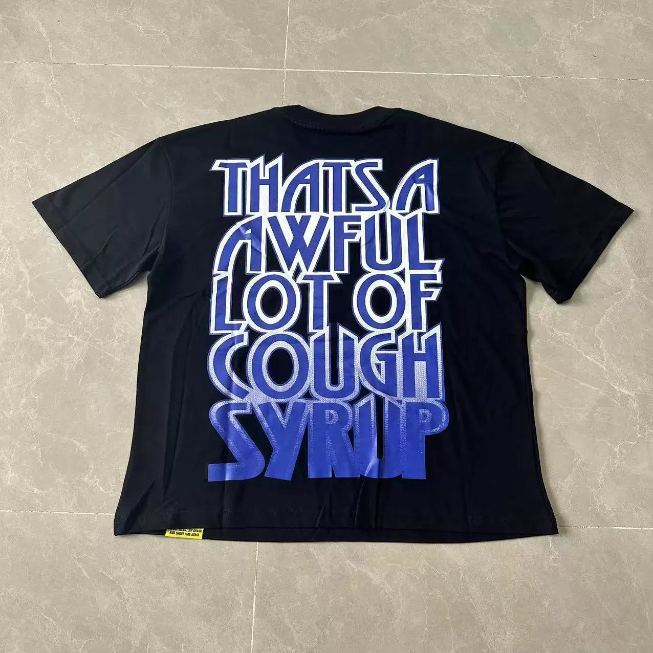 That’s A Awful Lot Of Cough Syrup Juneteenth Tour Front‑Back Print Oversized Black Tee