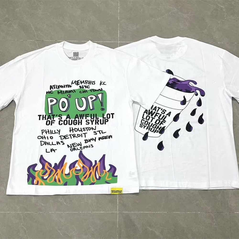THATS A AWFUL LOT OF COUPH SYRUP Fire Print Boxy Fit Tee