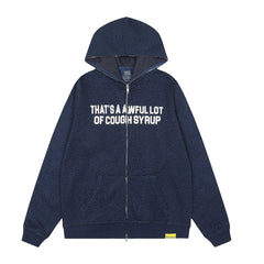 That’s A Awful Lot Of Cough Syrup Rhinestone Zip‑Up Navy Hoodie