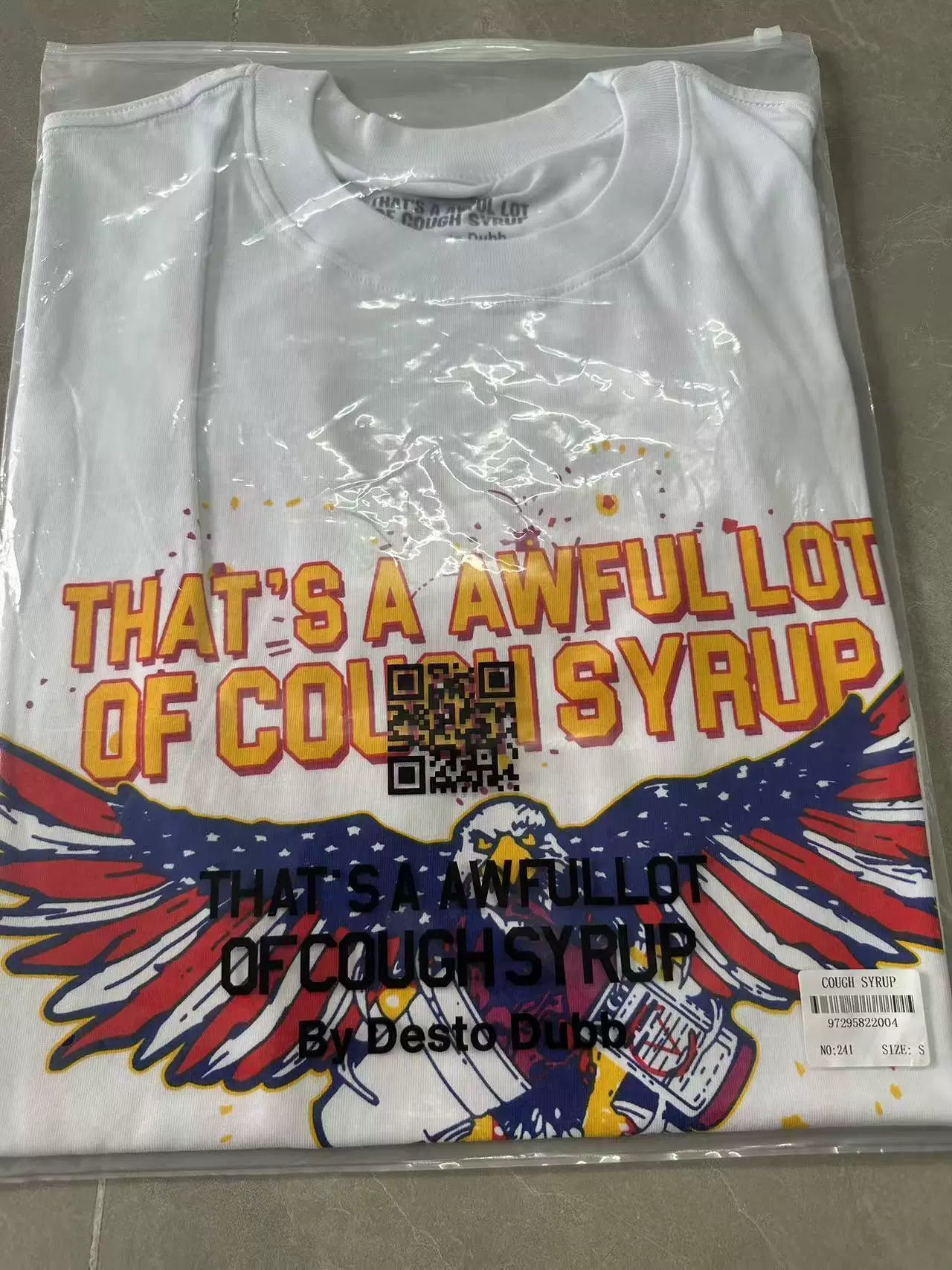 That’s A Awful Lot Of Cough Syrup Eagle Dual‑Sided Print Oversized White Tee