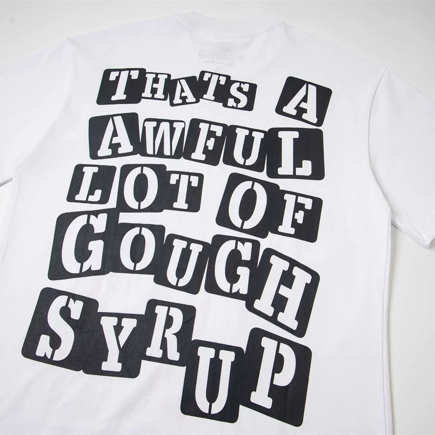 That’s A Awful Lot Of Cough Syrup Skeleton Angel Factavis Graphic Oversized White Tee