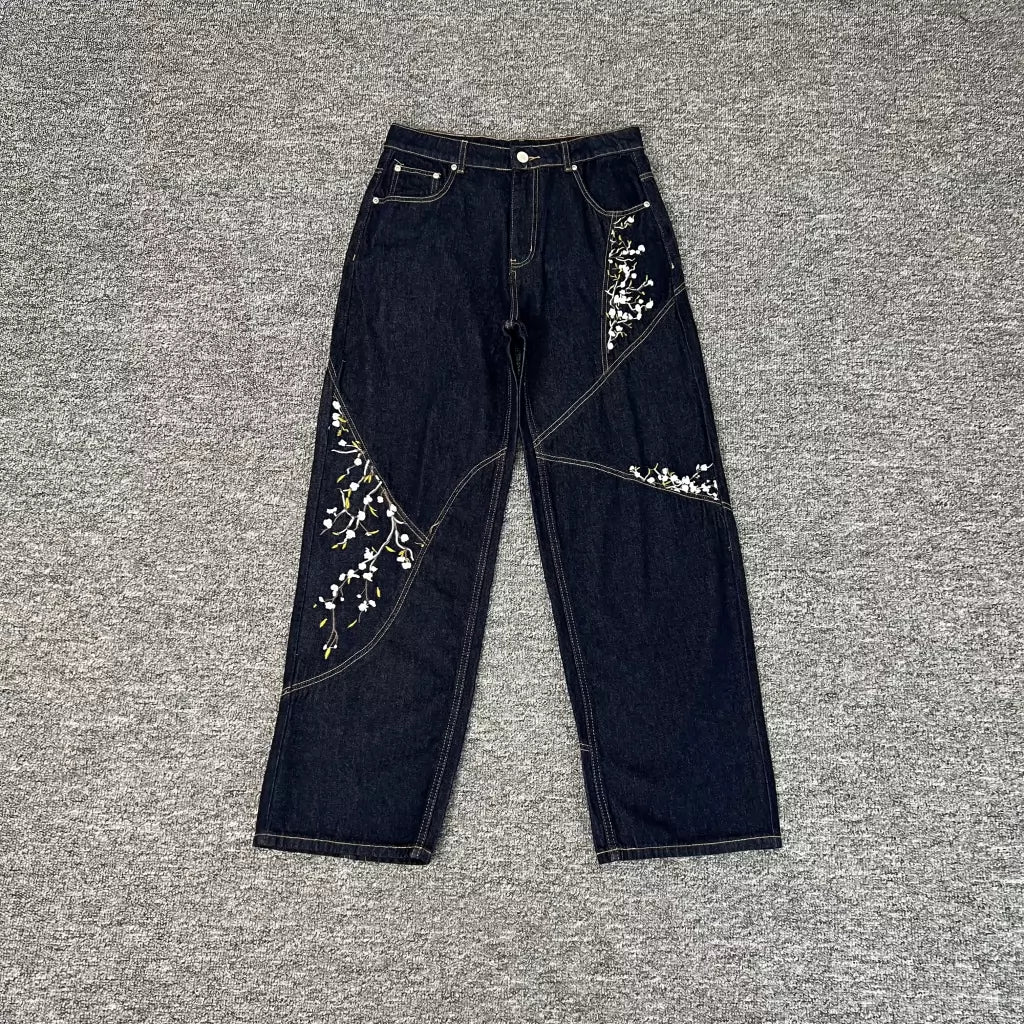 Derschutze Floral Detail Dark Denim Jeans
