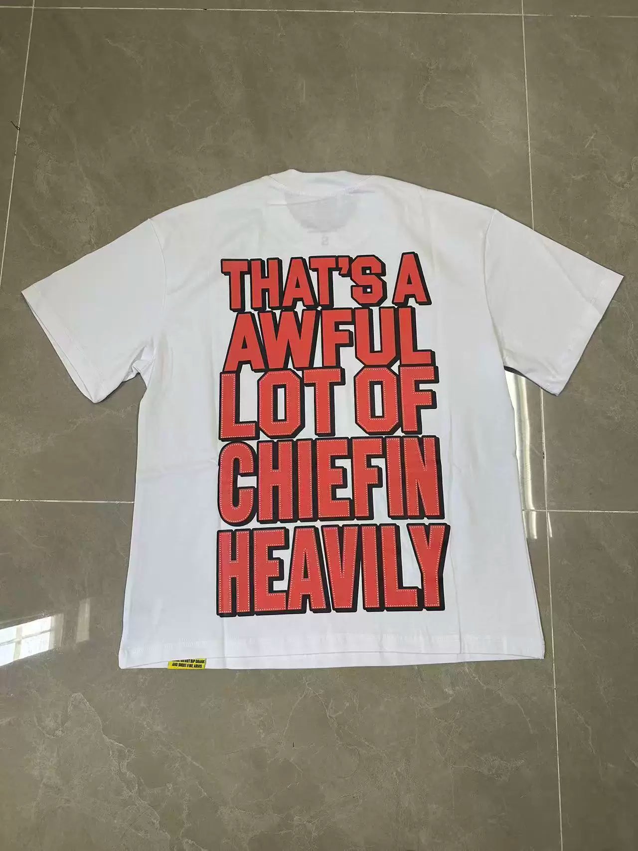That’s A Awful Lot Of Cough Syrup Chiefin Heavily Car Cartoon Graphic Oversized White Tee