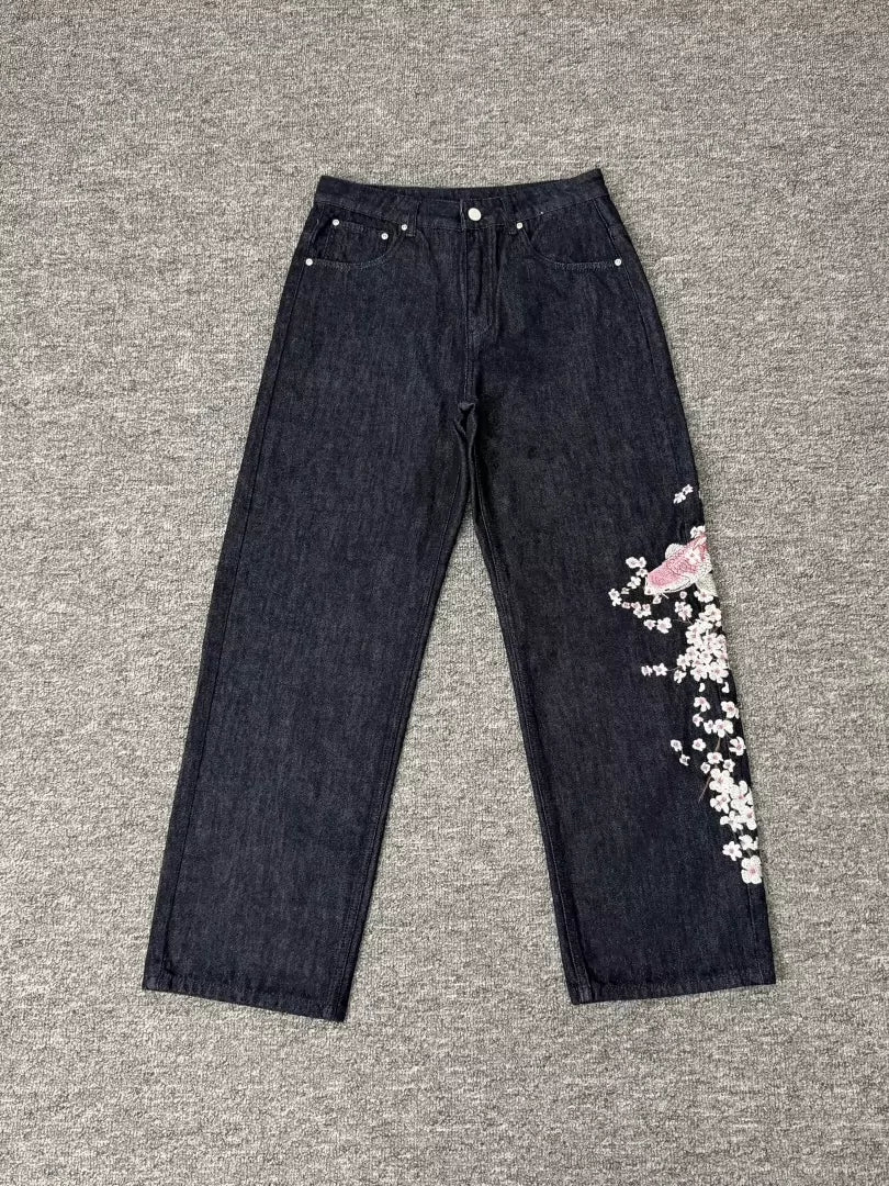 Derschutze Sakura Embroidered Denim Jeans