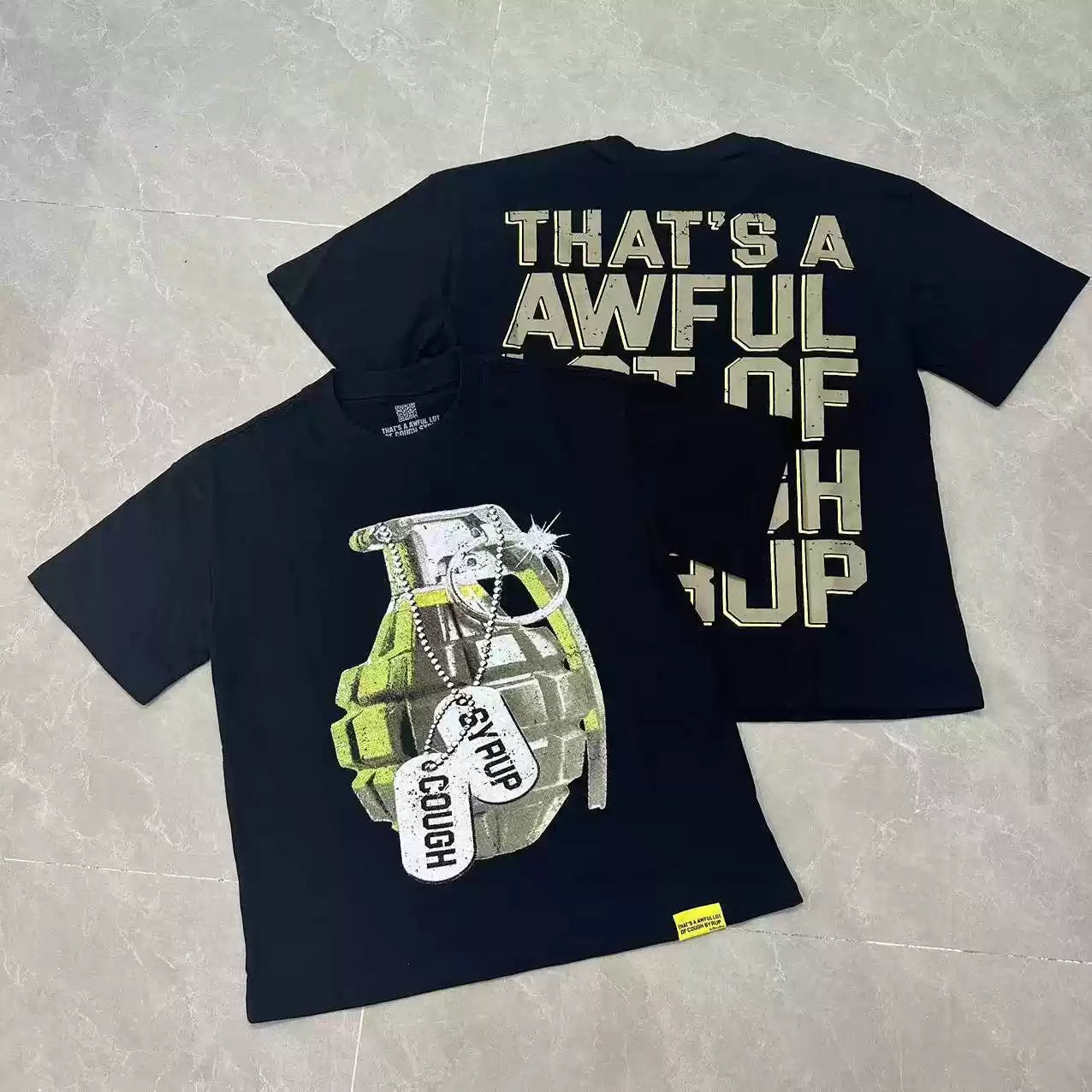 That's A Awful Lot Of Cough Syrup Grenade Dog Tag T-Shirt