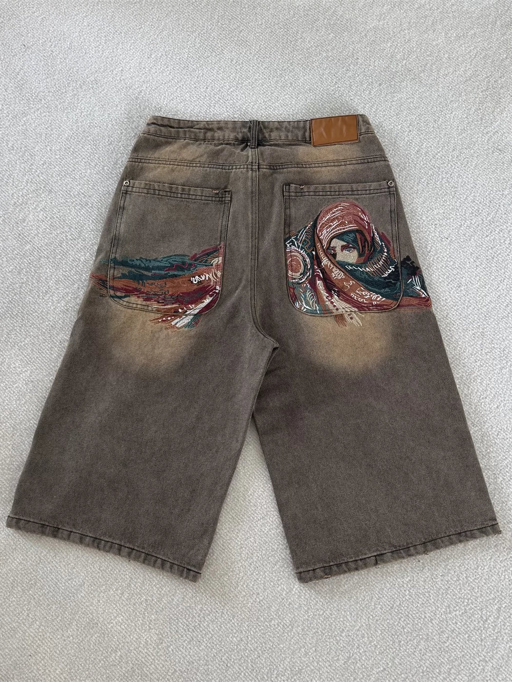 Derschutze retro heavy-duty embroidered jeans
