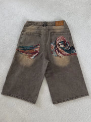 Derschutze retro heavy-duty embroidered jeans