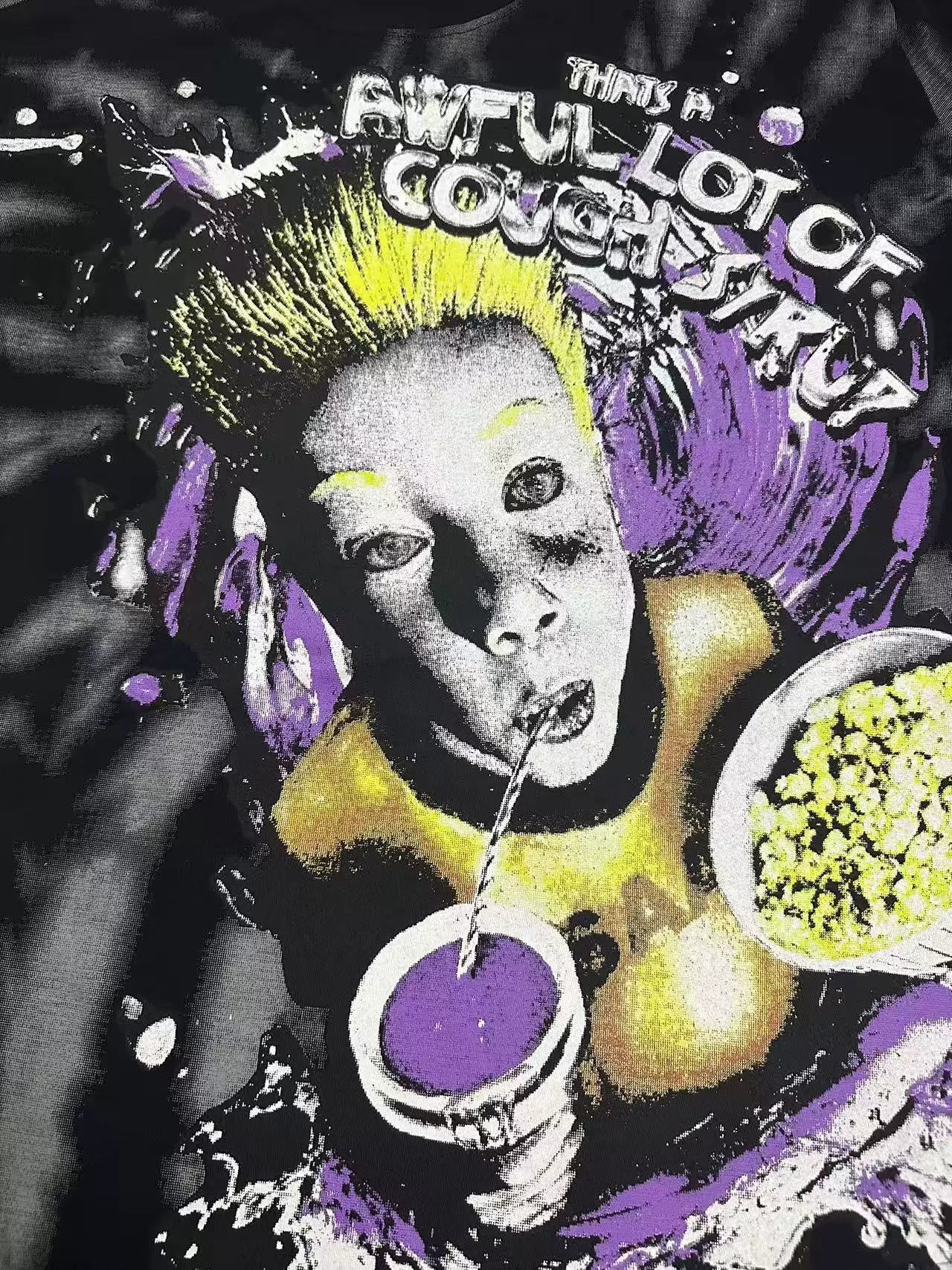 THAT'S A AWFUL LOT OF COUPH SYRUP Psychedelic Portrait Tie‑Dye Boxy Fit Heavyweight Street Tee