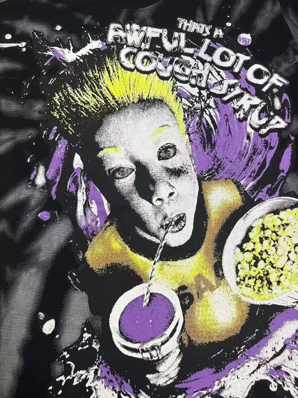 THAT'S A AWFUL LOT OF COUPH SYRUP Psychedelic Portrait Tie‑Dye Boxy Fit Heavyweight Street Tee