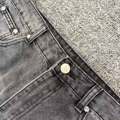 Derschutze Vintage Washed Embroidered Black Jeans