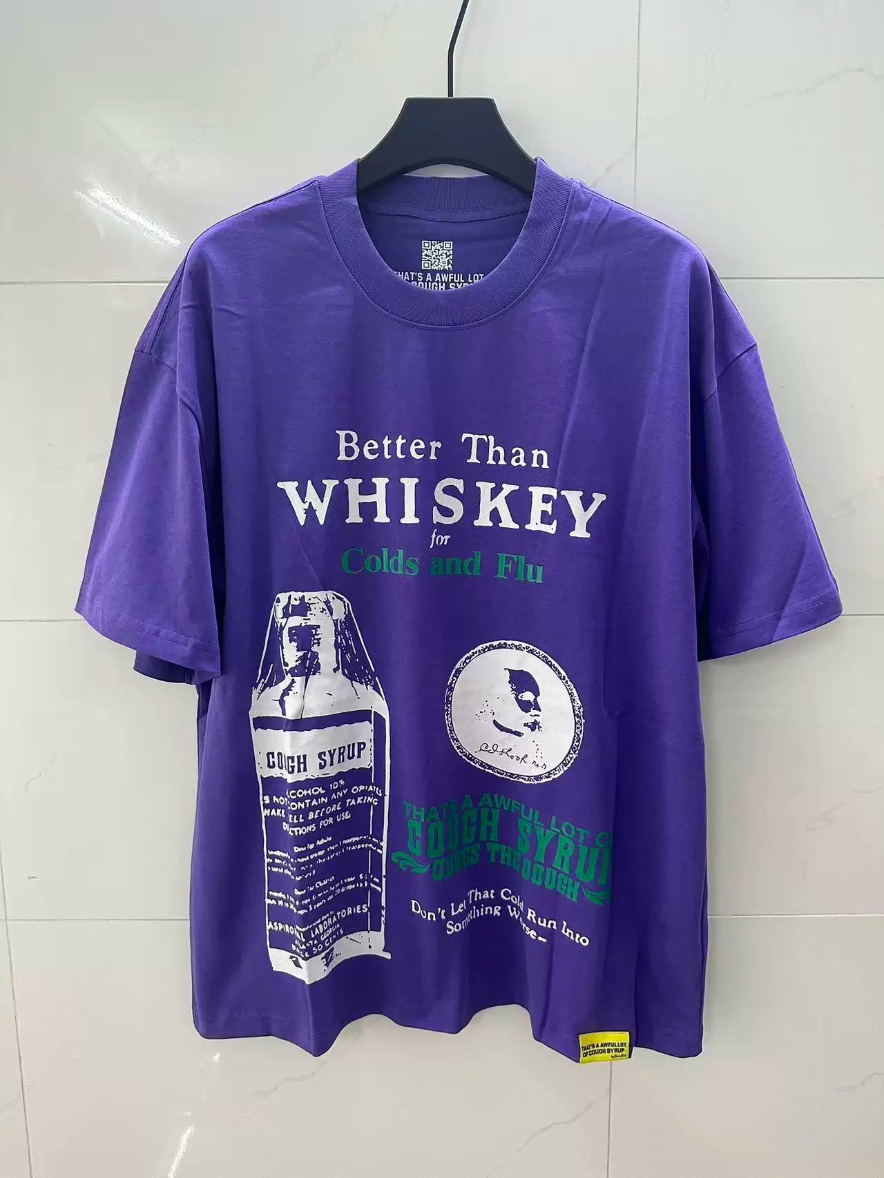THATS A AWFUL LOT OF COUPH SYRUP Graphic Oversized Purple Street T‑Shirt