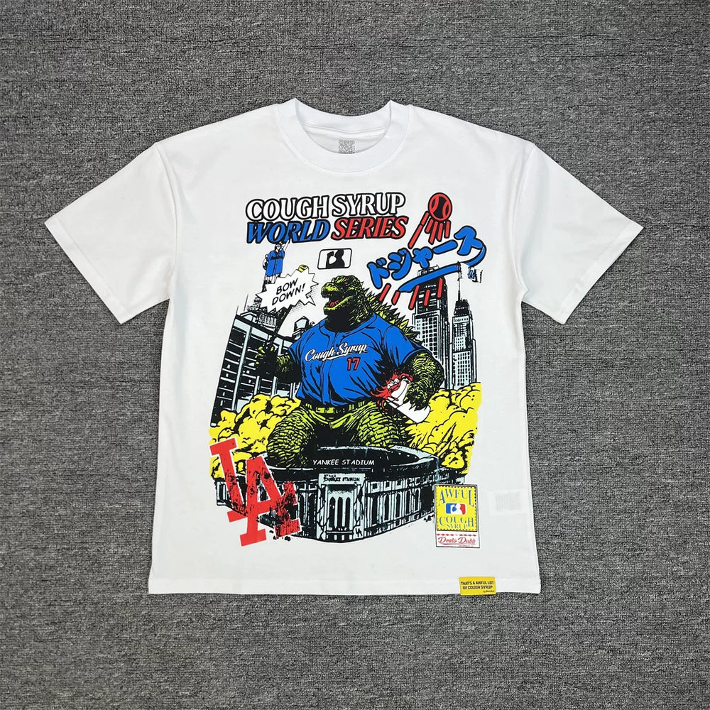THAT'S A AWFUL LOT OF COUPH SYRUP Vintage Washed Godzilla World Series Graphic T-Shirt